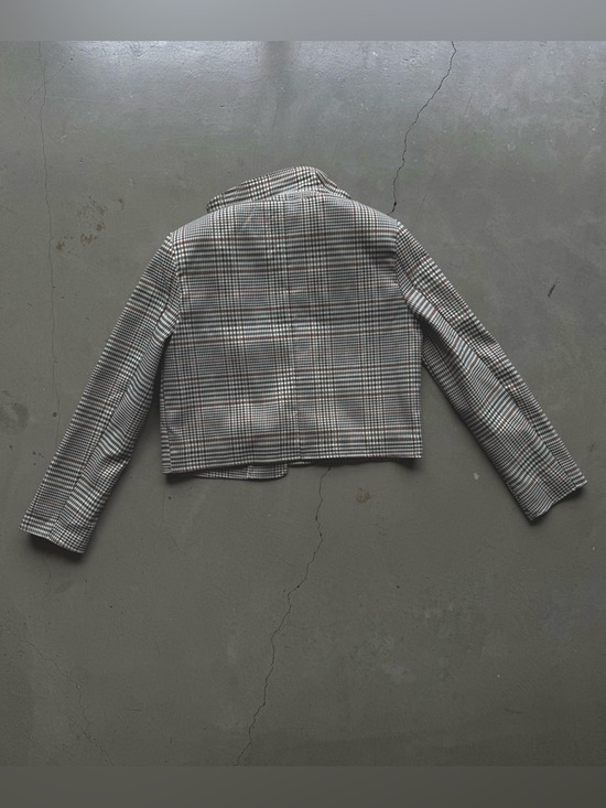 7 For All Mankind / Cropped Plaid Jacket Gold Buttons / brown - Picture 5 of 10